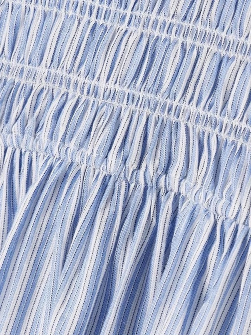Doen Light Blue and White Striped Smocked Midi Dress - Picture 9 of 10
